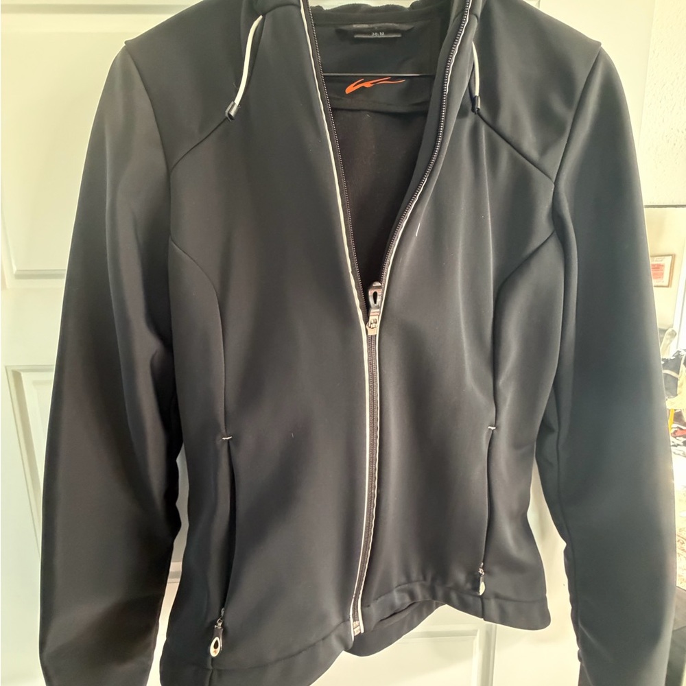Women's Black Hooded Utility Jacket with Zip Pockets